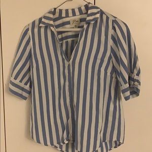 J.Crew XXS blue white striped short sleeved shirt